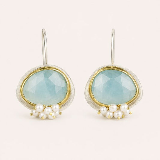 Aqua Pearl Drop Earrings