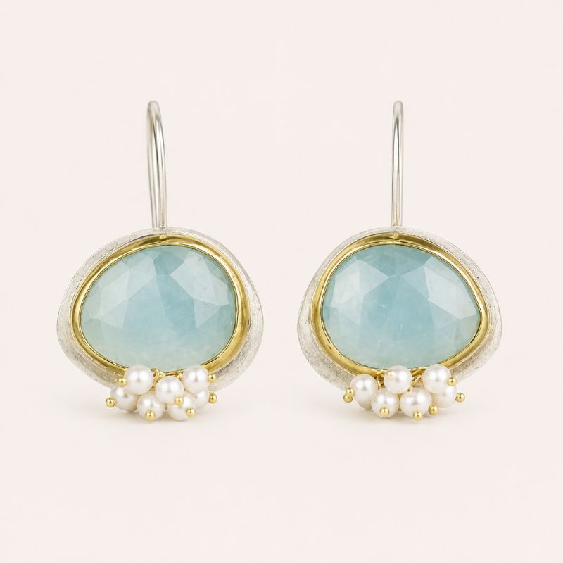Aqua Pearl Drop Earrings