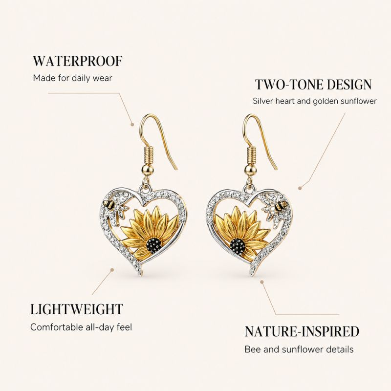 Bee Sunflower Drop Earrings