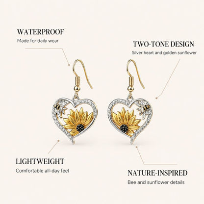 Bee Sunflower Drop Earrings