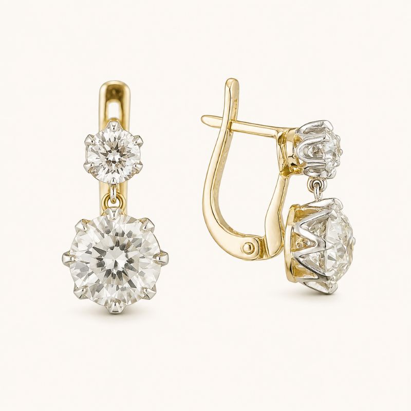 Golden Crystal Drop Earrings
