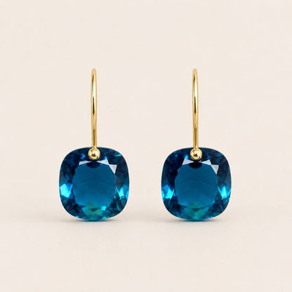 Cushion Cut Blue Earrings