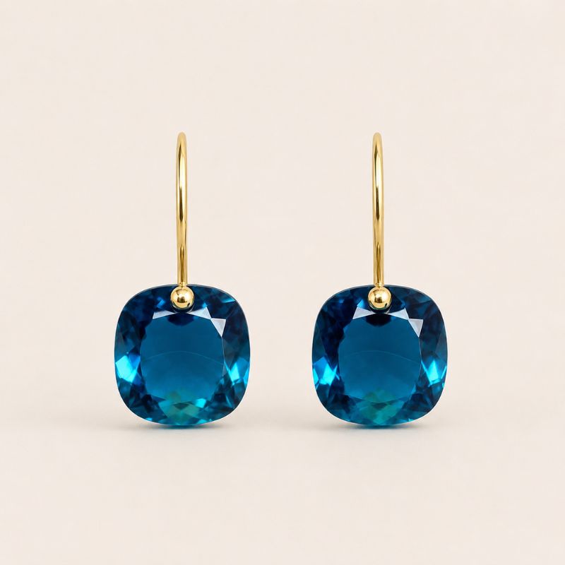 Cushion Cut Blue Earrings