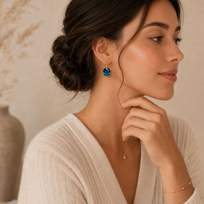 Cushion Cut Blue Earrings