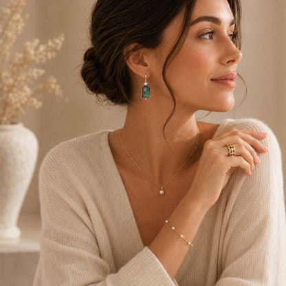 Rectangle Stone Earrings