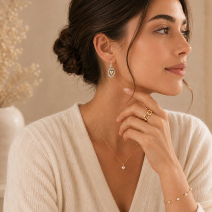 Silver Heart Drop Earrings