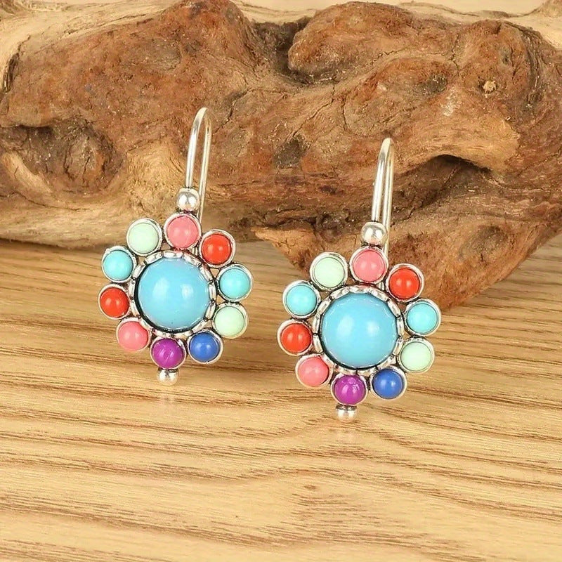 Multicoloured Turquoise Round Earrings