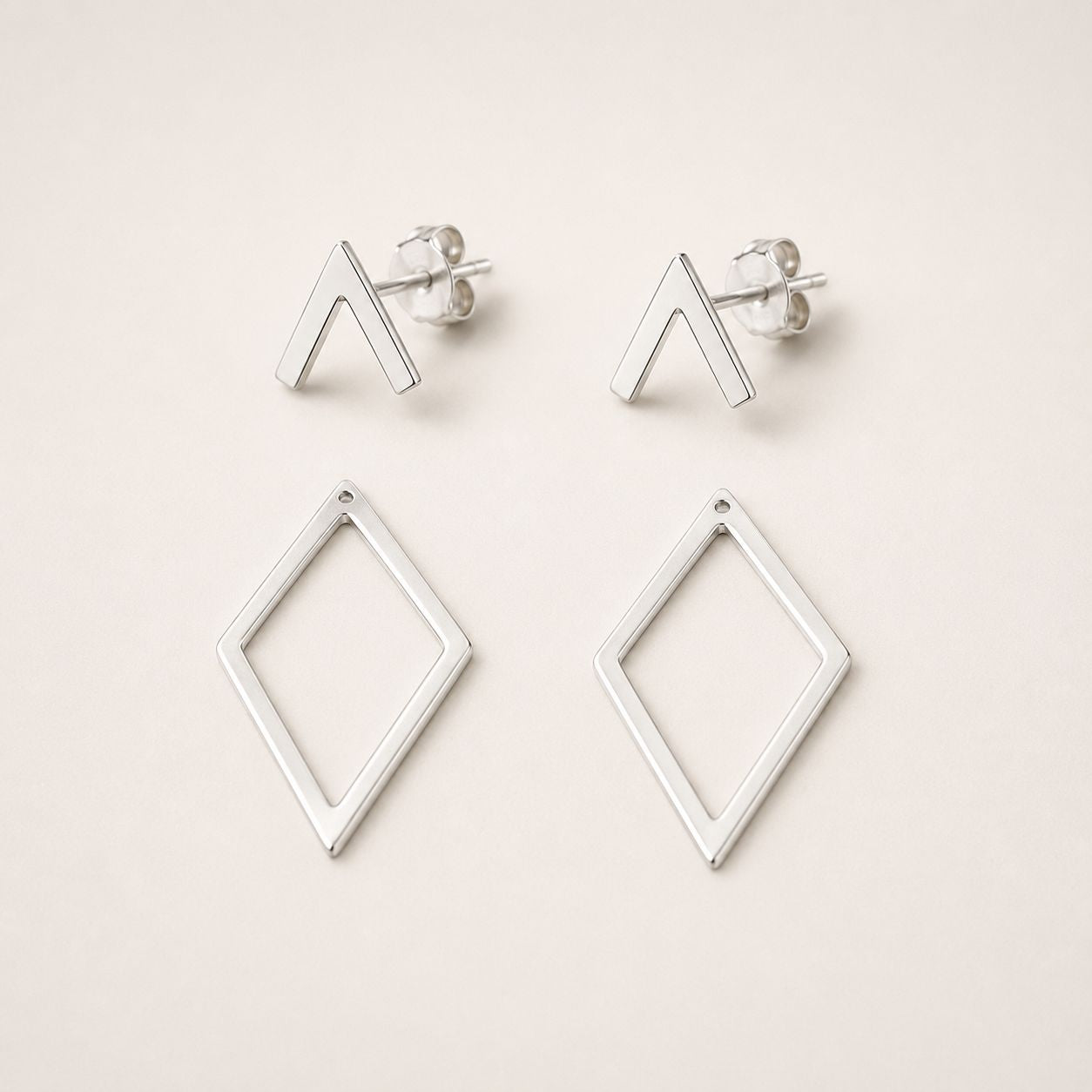 Gold Tone Chevron Ear Jacket Earrings