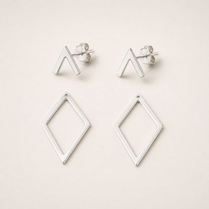 Gold Tone Chevron Ear Jacket Earrings