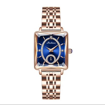 Eclisse |  Rose Gold Square Diamond Two-pin Half Watch