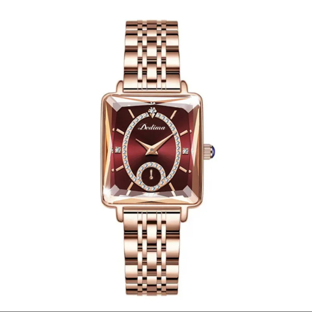 Eclisse |  Rose Gold Square Diamond Two-pin Half Watch
