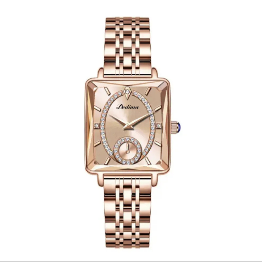 Eclisse |  Rose Gold Square Diamond Two-pin Half Watch