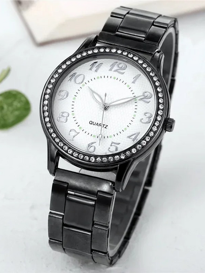 Eva | Women's quartz watch with round case and cubic zirconia