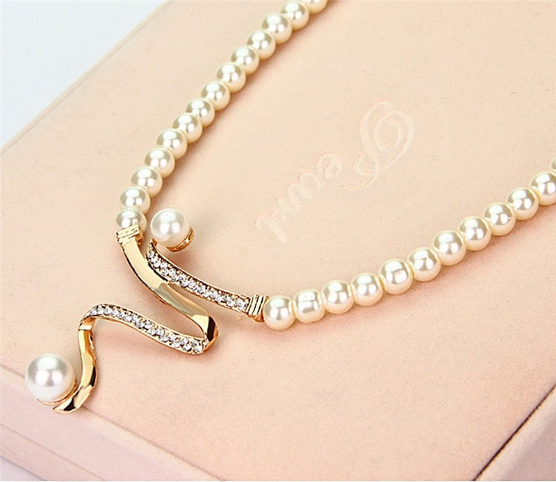 Natural Pearl Necklace + Earrings Set-Lydieannejewelry