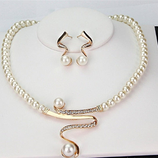 Natural Pearl Necklace + Earrings Set-Lydieannejewelry