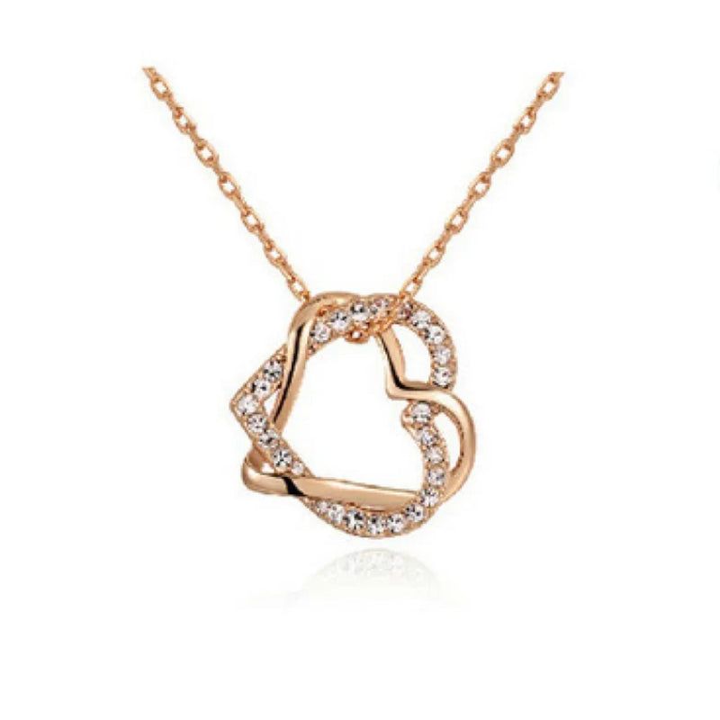 Diamond Heart Necklace and Earrings