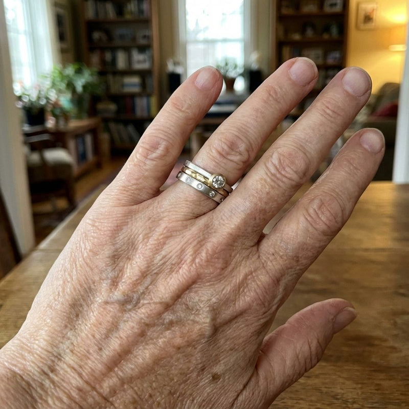 Vintage Layered Gold & Silver Zirconia Ring