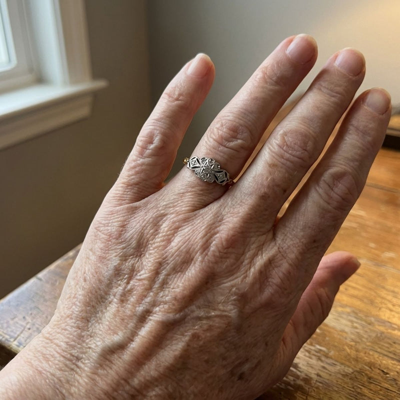 Vintage Silver & Gold Mandala Ring