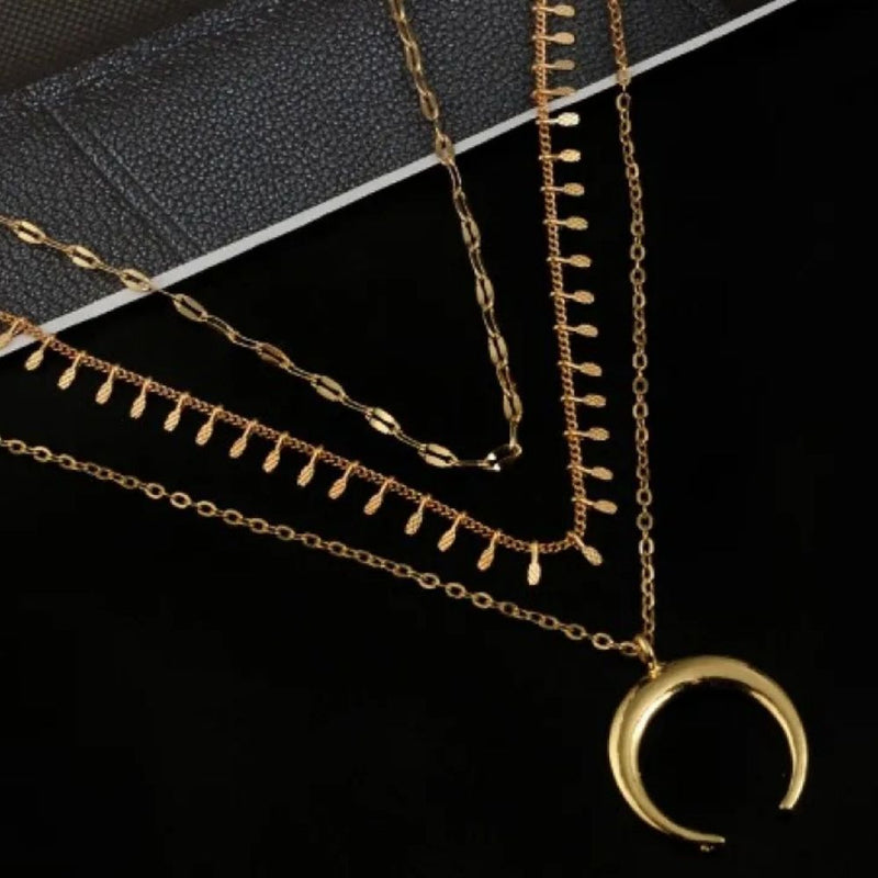 Vintage Layered Moon Necklace