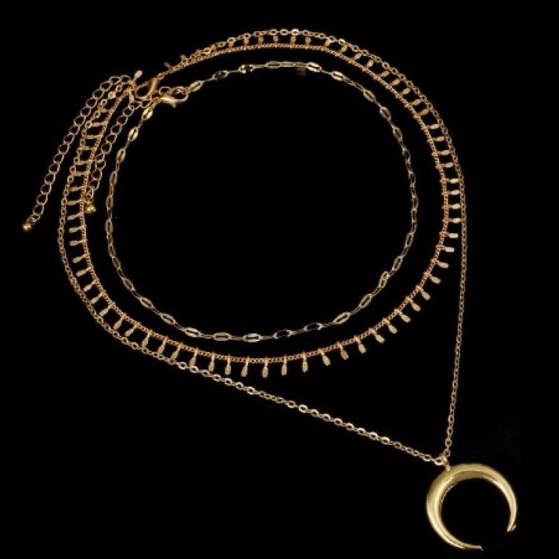 Vintage Layered Moon Necklace