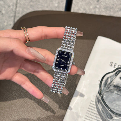 Women's luxury square watch with shell and starry sky