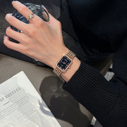 Women's luxury square watch with shell and starry sky