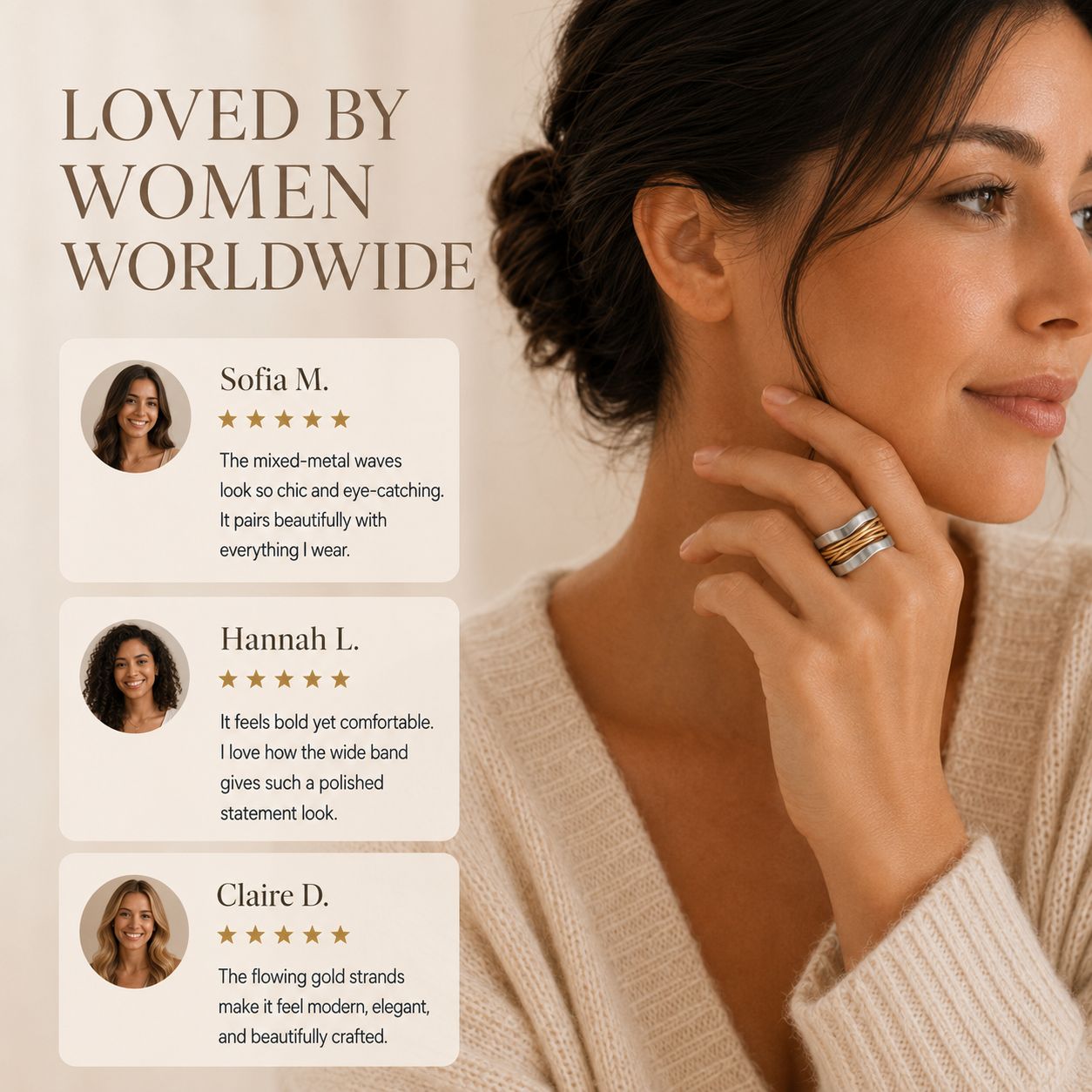 Two-Tone Layered Wave Ring