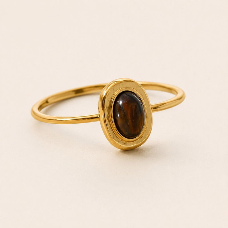Polished Oval Gemstone Ring
