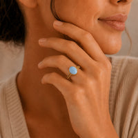 Blue Oval Filigree Ring