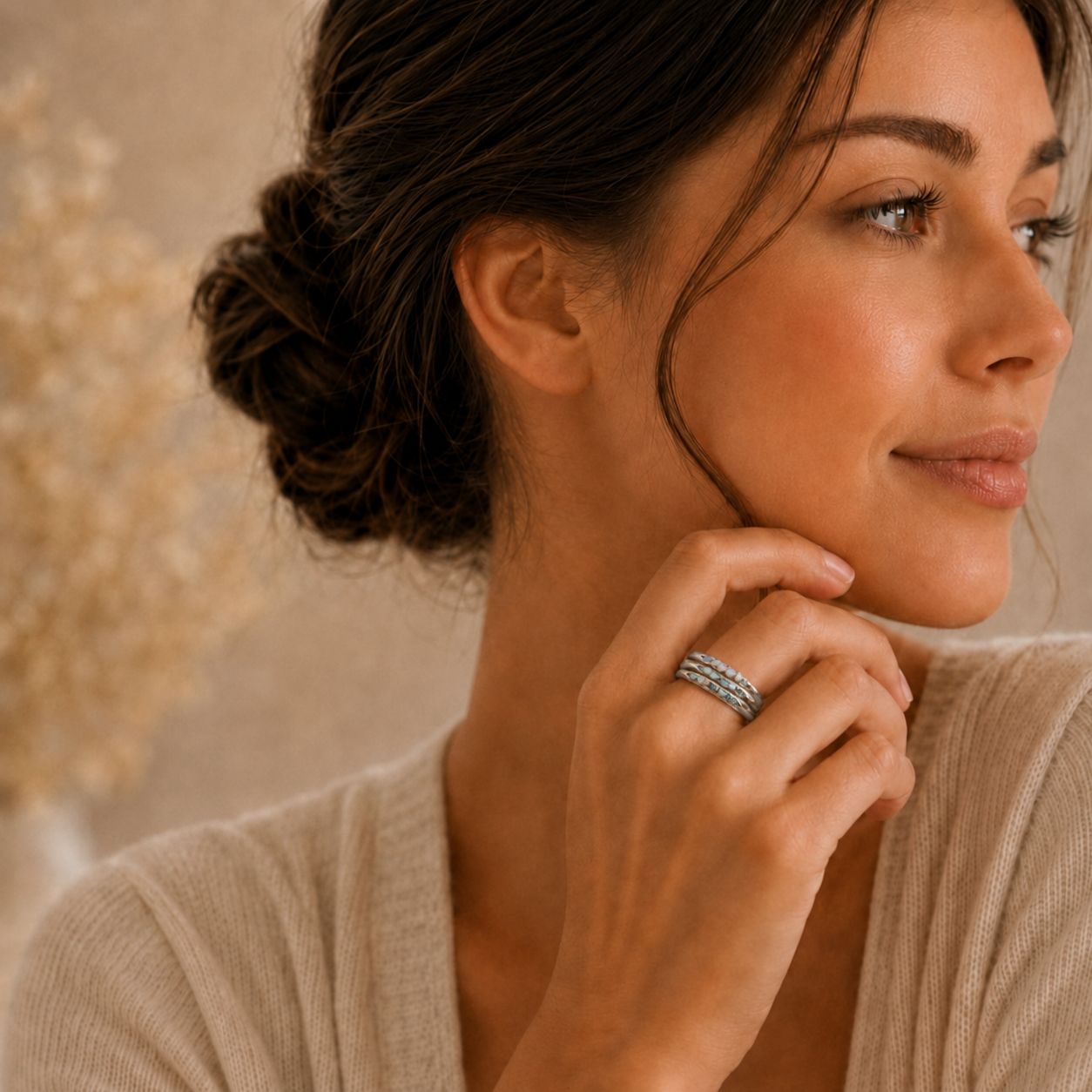 Opal Inlay Stacking Ring
