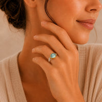 Two-Tone Oval Gemstone Ring