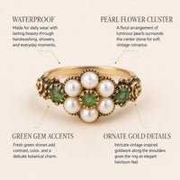 Pearl Green Gemstone Floral Ring