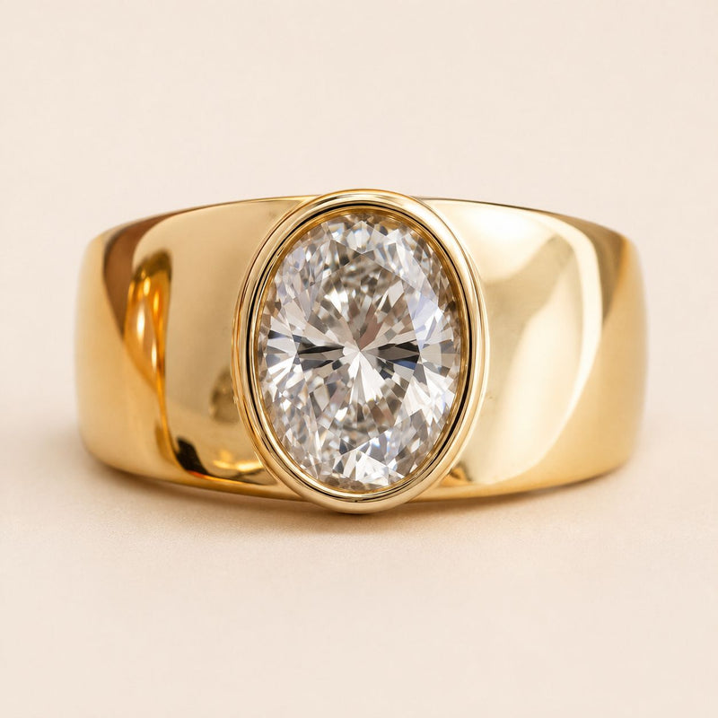 Oval Crystal Gold Ring
