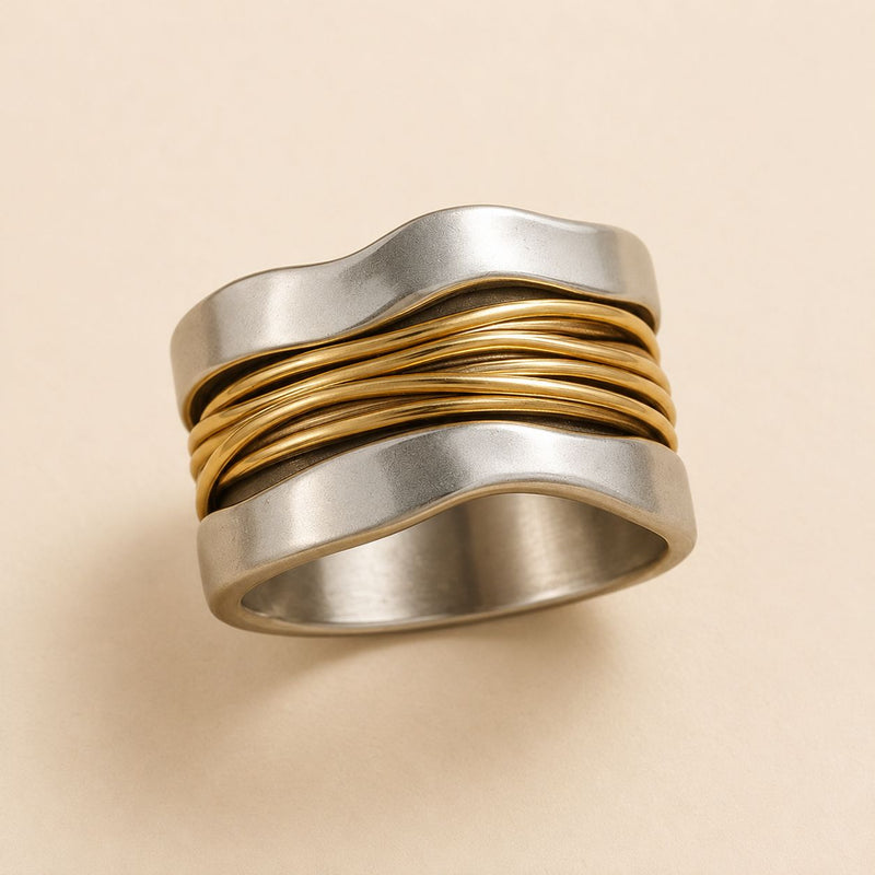 Two-Tone Layered Wave Ring
