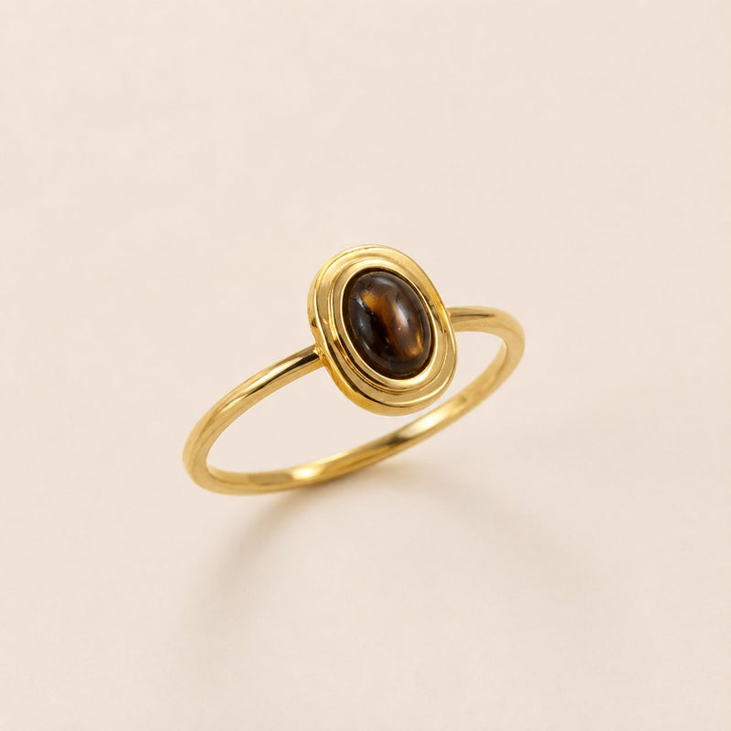 Polished Oval Gemstone Ring
