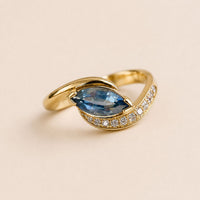 Blue Gemstone Crossover Ring