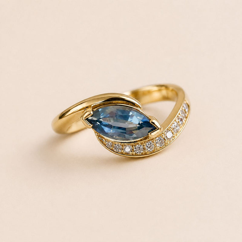 Blue Gemstone Crossover Ring