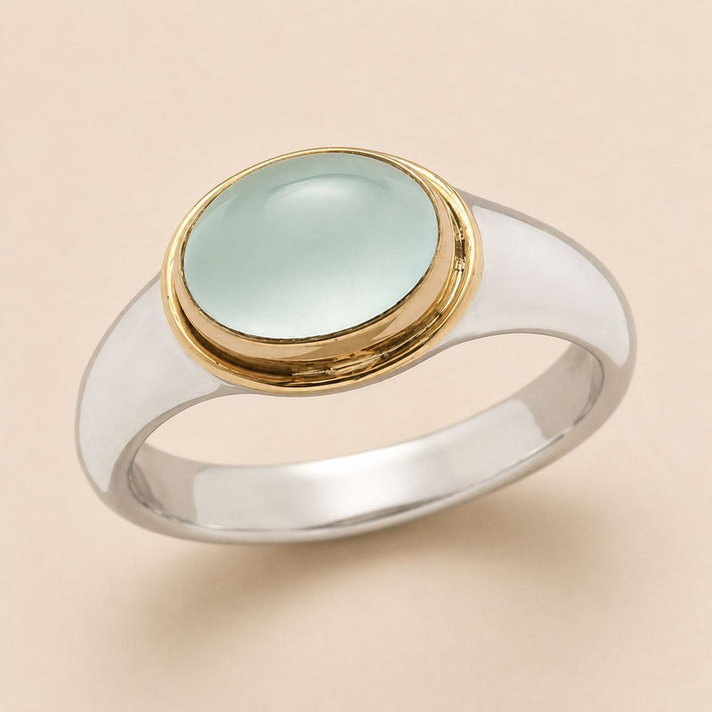 Two-Tone Oval Gemstone Ring