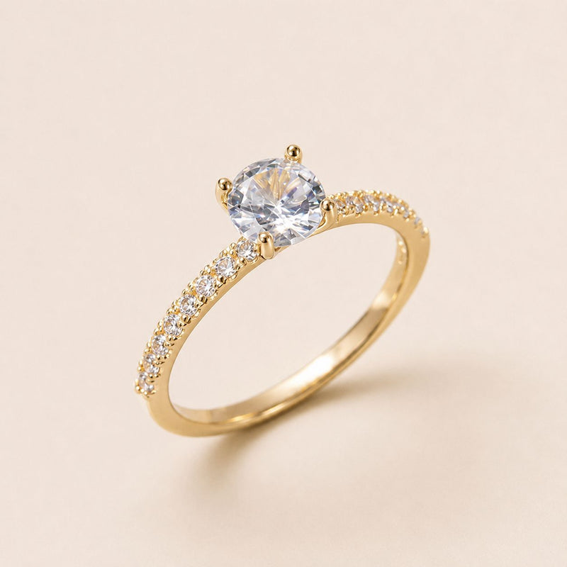 Round Cut Pavé Solitaire Ring