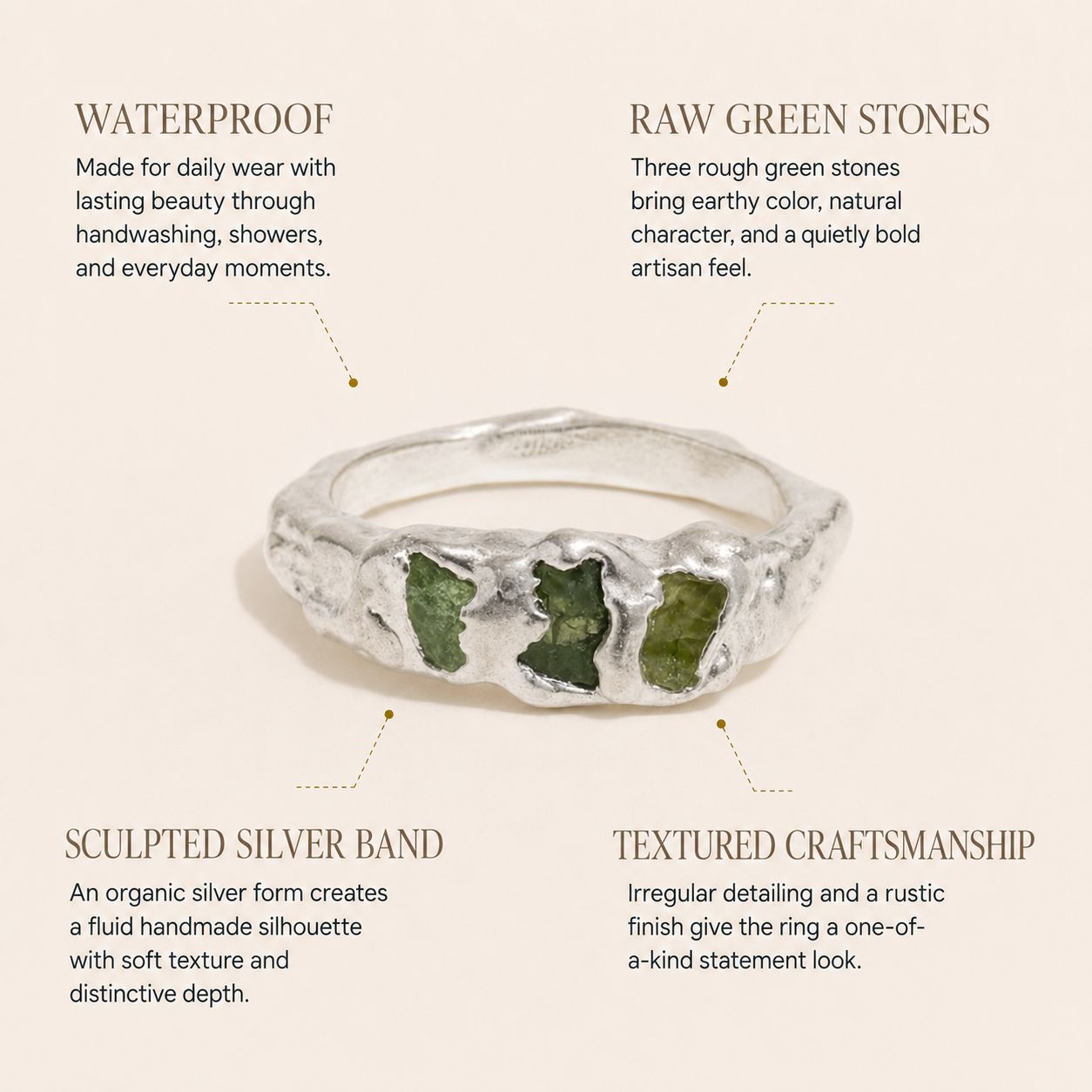 Triple Green Gemstone Ring