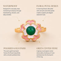Green Cabochon Flower Ring