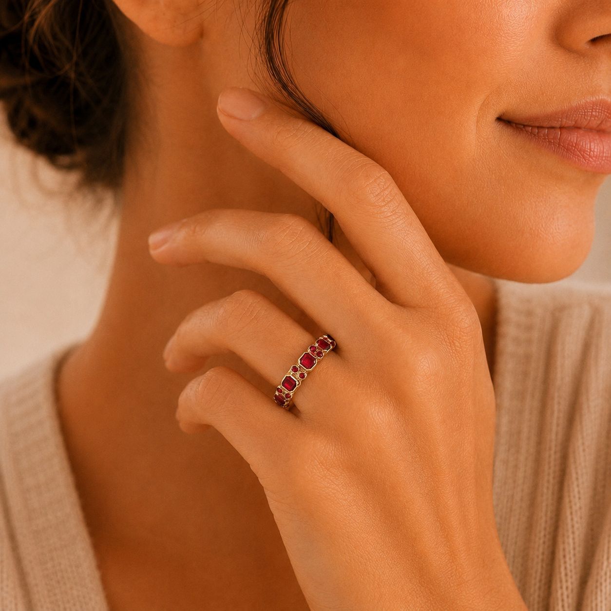 Ruby Geometric Eternity Ring