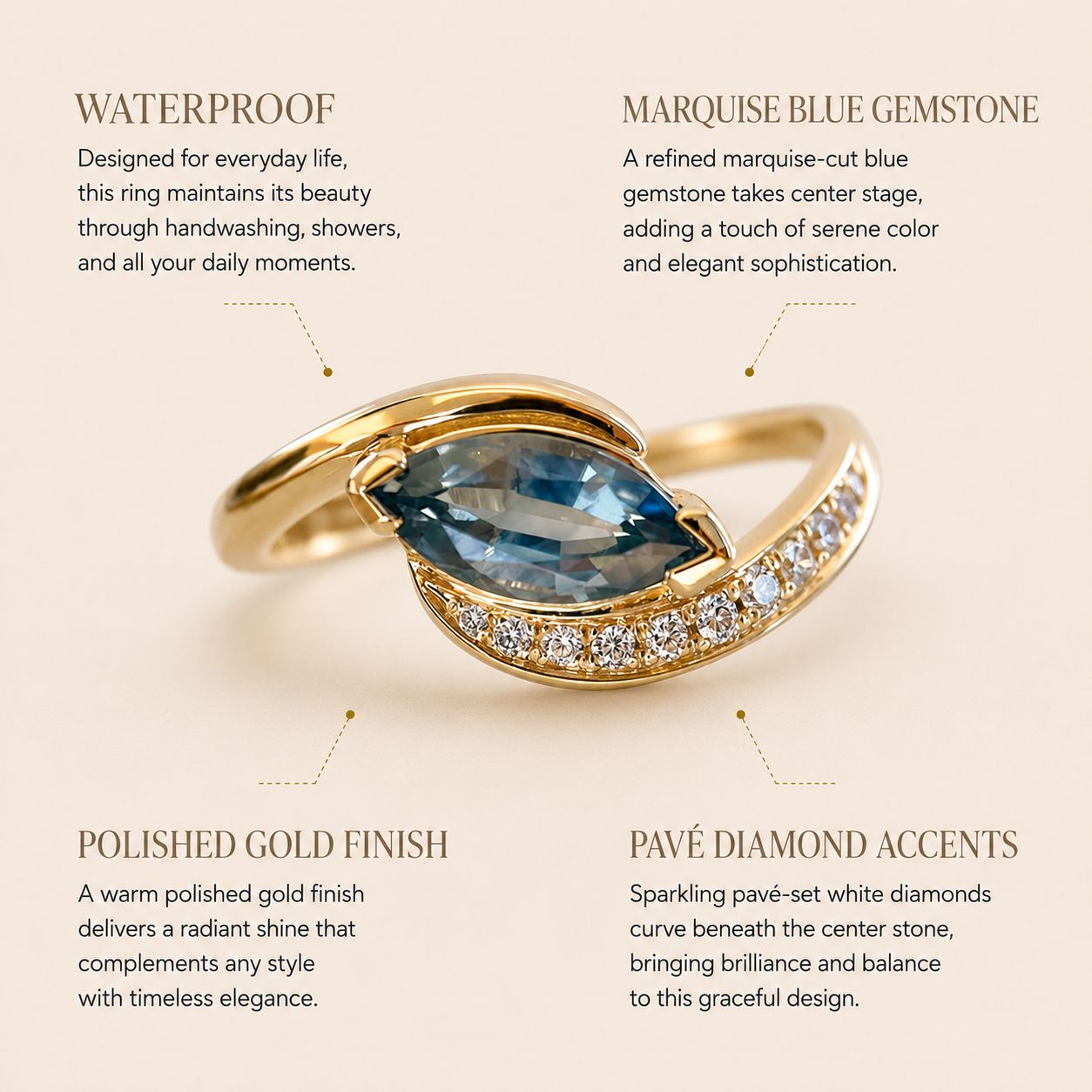 Blue Gemstone Crossover Ring