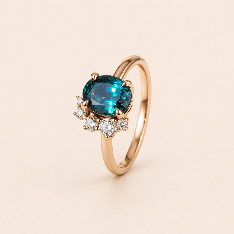 Teal Crystal Cluster Ring