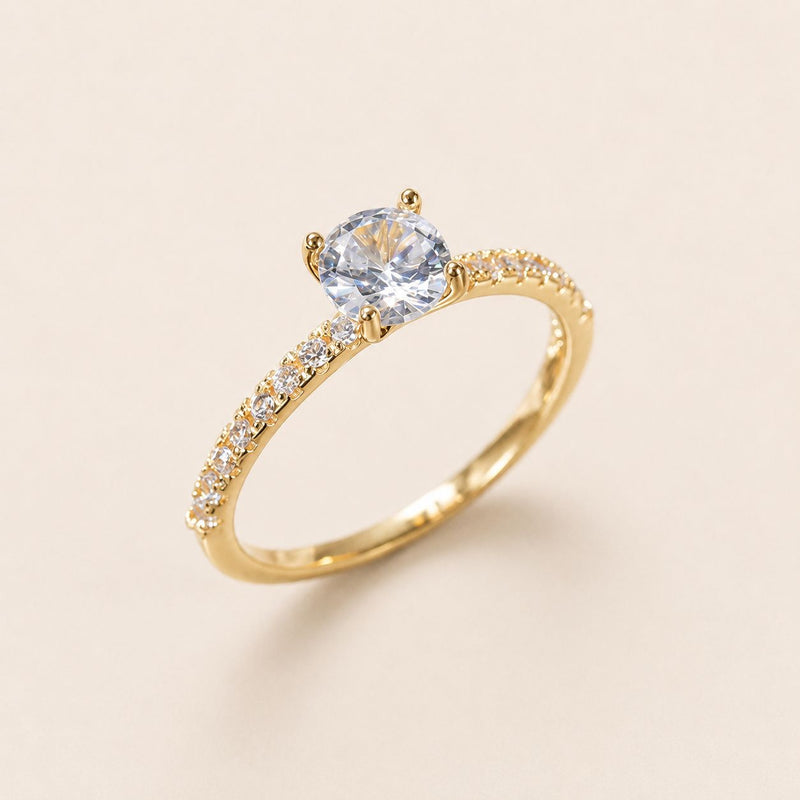 Round Cut Pavé Solitaire Ring