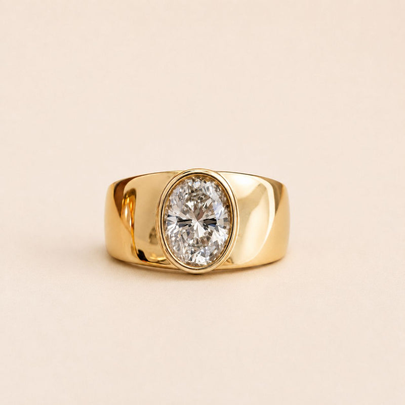 Oval Crystal Gold Ring