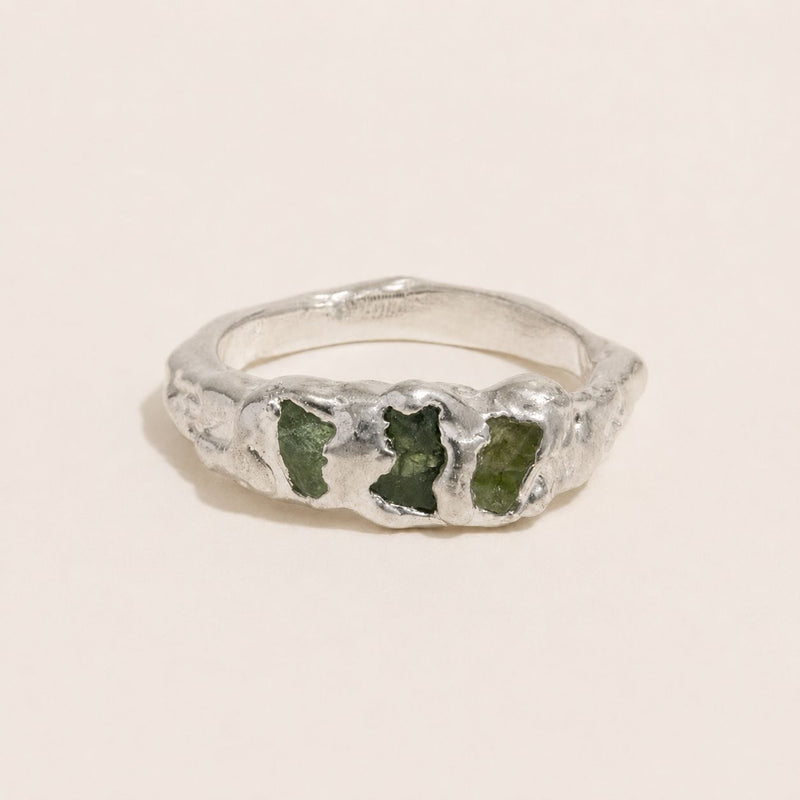 Triple Green Gemstone Ring