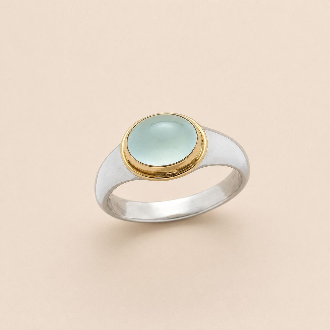 Two-Tone Oval Gemstone Ring