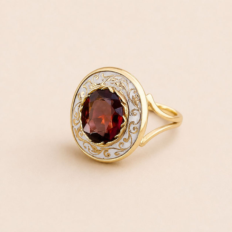 Red Gem Filigree Ring