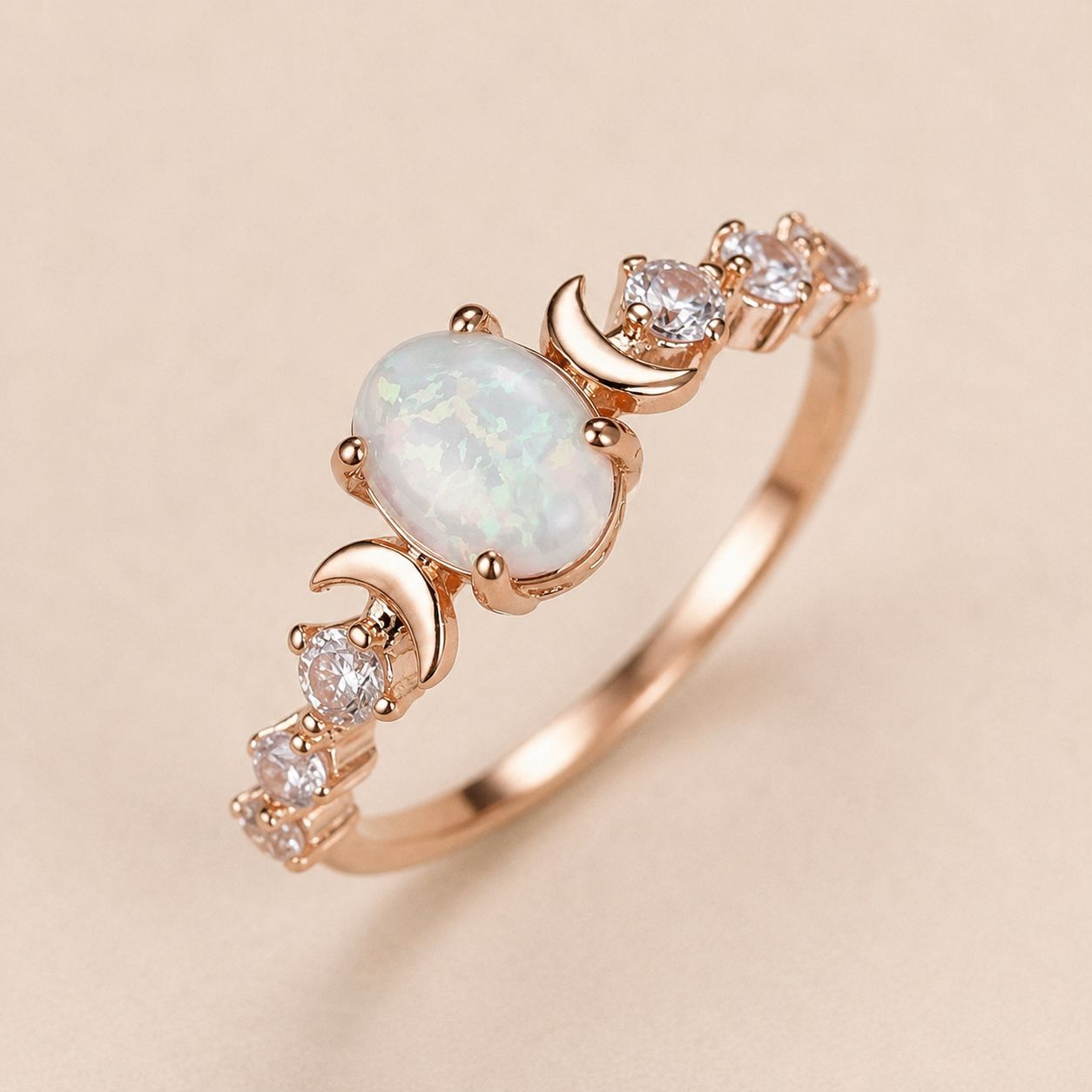 Crescent Crystal Band Ring